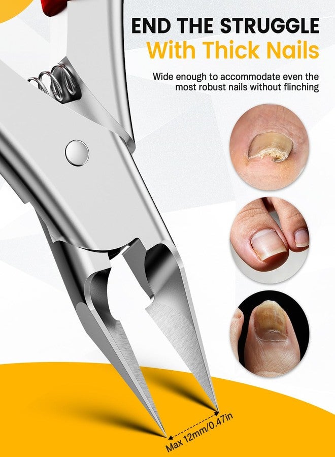 BEZOX Toenail Clippers for Thick & Ingrown Nails – Heavy Duty Toe Nail Clipper for Seniors for Thick Toenails with Comfort Grip & Long Handle - Red - Image 4